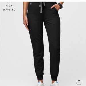 FIGS High Waisted Zamora Jogger black scrub pant.